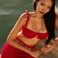 Crochet Applique Patchwork 2 Piece Set Women Sexy Backless Crop Tops+Bandage Hollow Skirts Vacation Beach Party Suits
