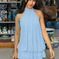 Sexy Mesh Backless Halter Mini Dress Yellow 2026 Summer Dresses for Women Vacation Outfits