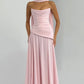 Fashion Elegant Solid Scarf+Maxi Dress Women Low-Neck Folds Sleeveless Skinny Wedding Party Vacation Matching Summer Suit
