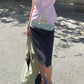 Low Waist Lace Trim Midi Skirt Women Casual Solid/Striped Bodycon Skirt Y2K Streetwear Fashion Mid-Length Pencil Skirt