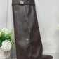 Autumn and Winter New Pointed Metal Buckle Knee High Women's Boots, Thick High-heeled Pants Boots, Fashionable Mid Leg Boots
