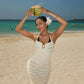 Halter Backless Frilly Long Dresses Vacation Outfits Woman Elegant Sexy Beach Dress Boho Chic Clothes 2025