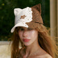 Asymmetrical Cat‑Ear Leopard Studded Baseball Cap with Embroidery Detail, Y2K Stylish Sun Hat for Street