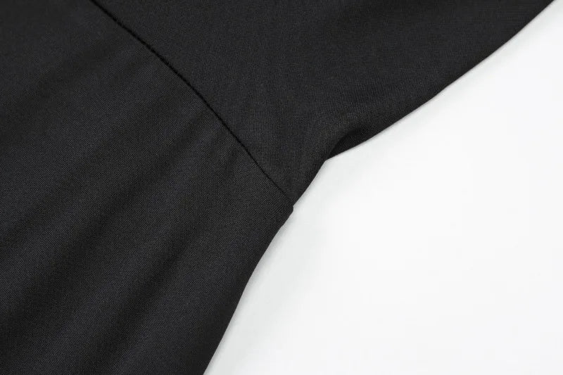Sexy Deep V Backless Split Maxi Dress Elegant European Style Clothes Women’ Evening Dresses Black