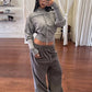 Hooded Crop Tops Women Single-Breasted Bandage Full Sleeve 2026 Autumn Fashion Leisure Comfortable Classic Streetwear