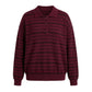 Women Knit Oversized Striped Sweater Tops Winter Warm Long Sleeve Turn-down Collar Loose Fit Tops Y2K Streetwear