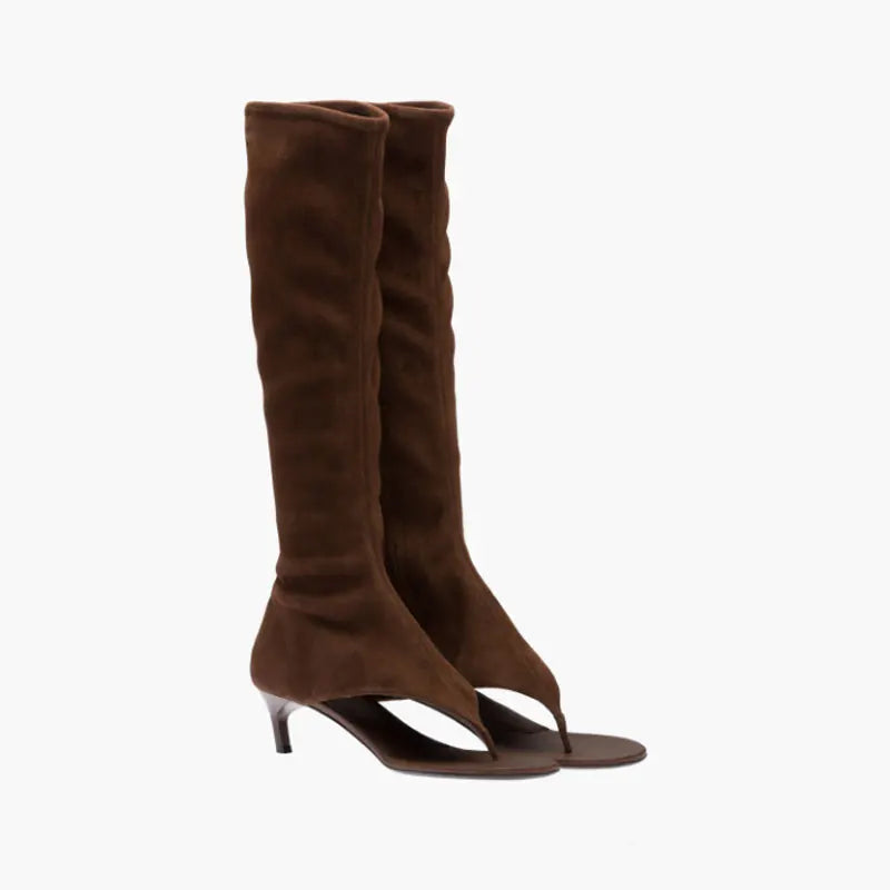 New European and American Fish Mouth Clip Toe Mid Boot, Fashionable Thin High Heel Side Zipper Women's High Tube Cool Boot