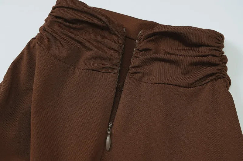 Back Zipper Turtleneck Long Sleeve Short Dresses for Woman Fall 2025 Fashion Sexy Solid Bodycon Dress