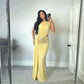Yellow Two Piece Set Sequin-embellished Maxi Skirt and Top Beach Party Outfits for Woman Sexy Clothes