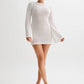 Backless Long Sleeve Knit Mini Dress For Women Fashion Elegant Spring Summer See Through Beach Holiday Dress Beachwear