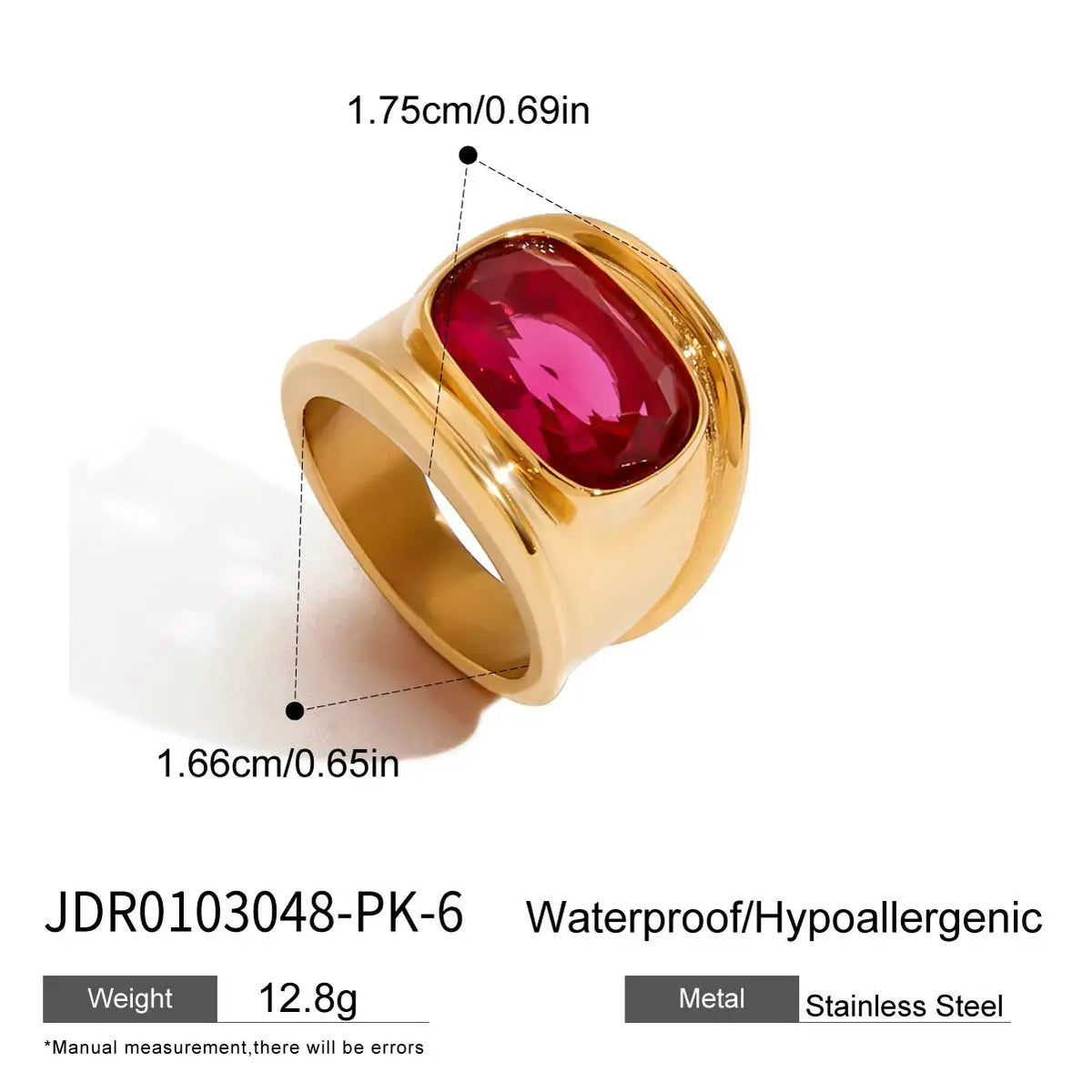 18K Gold Plated Stainless Steel Geometric Fashion Ring Waterproof Anti Allergic colorfast Fashion Jewelry Unisex 2024