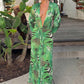 Tiger Stripe Print Long Dress Woman Autumn Trend Deep V-Neck Backless Lantern Sleeve Beach Party Elegant Vestidos