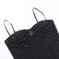 Sequin Mesh Crop Tops Women Fashion Summer Clothes Y2k Sexy Camisole See Through Black Clubing Tank Top