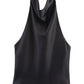 Elegant Silk Satin Tank Top Women Summer Elegant Simple Halter Backless Vacation Party Club Basic Wild Skinny Vest