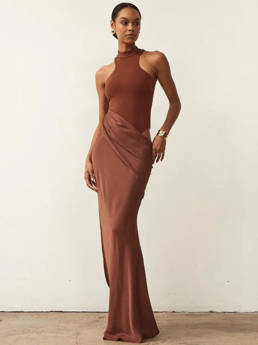 Women Sexy Party Club Evening Bodycon Sleeveless Long Dress Backless Soild Color Elegant Summer Dress