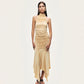 Ruched Sleeveless Long Dress with Asymmetrical Hem 2026 Yellow Classy Dresses for Woman Elegant