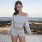 Corset Sweatshirts Woman 2 Piece Set Lace Up Backless Off Shoulder Long Sleeve Top and Shorts Tracksuits Y2k