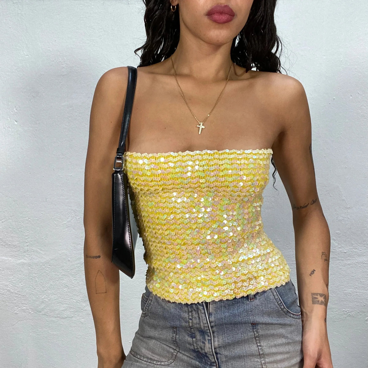 Sequin Crochet Crop Tops Women Summer Beach Knitted Smocked Camis Sparkly Glitter Backless Cover-up Crop Tops Vest
