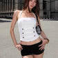 Simple Button Patchwork Tank Top Women Hottie Trend Square Collar Halter Backless Fashion Chic Midnight Street Vest