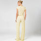 Two Piece Set Yellow Sheer Lace Co-Ord Cropped Top and Wide Leg Pants Summer Vacation Outfits Women 2026