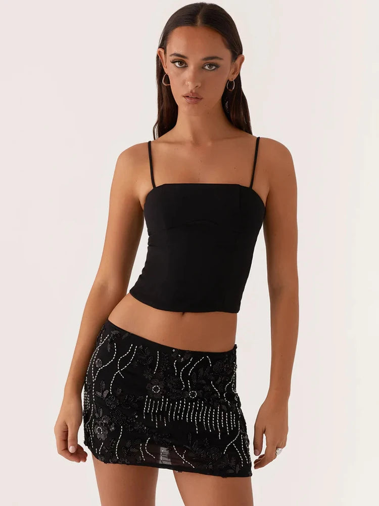 Sequins Sexy Mini Skirt Women Fashion Sparkle Low Waist Hot Skirts Female Elegant Beach Club Party Skirt Ladies Bottom