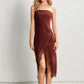 Satin Lace Slip Dress for Women Y2k Backless Asymmetrical Tube Dress Summer Sleeveless Going Out Dresses Party Clubwear