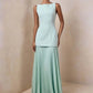 Elegant Two Piece Maxi Dress Women Fashion Boat Neck Sleeveless Bodycon Pleated Club Party Long Dress Female Vestidos
