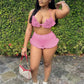 Beach Style 2 Piece Set Women Haltere Backless Ruched Bra+Ruffles Skinny Skirts Vacation Fashion Sexy Hipster Outfits
