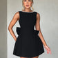 Pearl Bow Backless Sexy Mini Dress For Women Robe Fashion Zipper Sleeveless High Waist A-line Club Party Dress Elegant