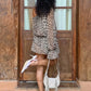 Leopard Print Long Flare Sleeve Sexy Mini Dress Women Elegant Sheer One Shoulder Backless Beach Club Party Dresses