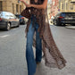 Trend Maxi Mesh Tank Top Women Sexy Polka Dot Print Slash Neck Edge Bandages Patchwork Irregular Hem Chic Streetwear