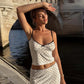 Polka Dot White 2 Piece Set Cami Top and Midi Skirt Matching Sets Cruise Outfits for Woman Summer 2026