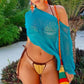 Boho Beach Vacation Pullovers Tees Summer Irregular Knitted Cover-ups Crop Tops Y2k Aesthetic Vintage Smocked T-shirt