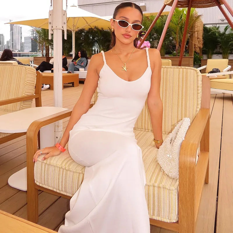 Twisted Sleeveless Backless Long Dresses Pink White Elegant Dresses for Woman for Party Summer Outfit