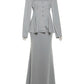 Office 2-Piece Set Women v-Neck Single-Breasted Full Sleeve Folds Hem Coats+Fishtail Skirts Elegant Simple Chic Suits