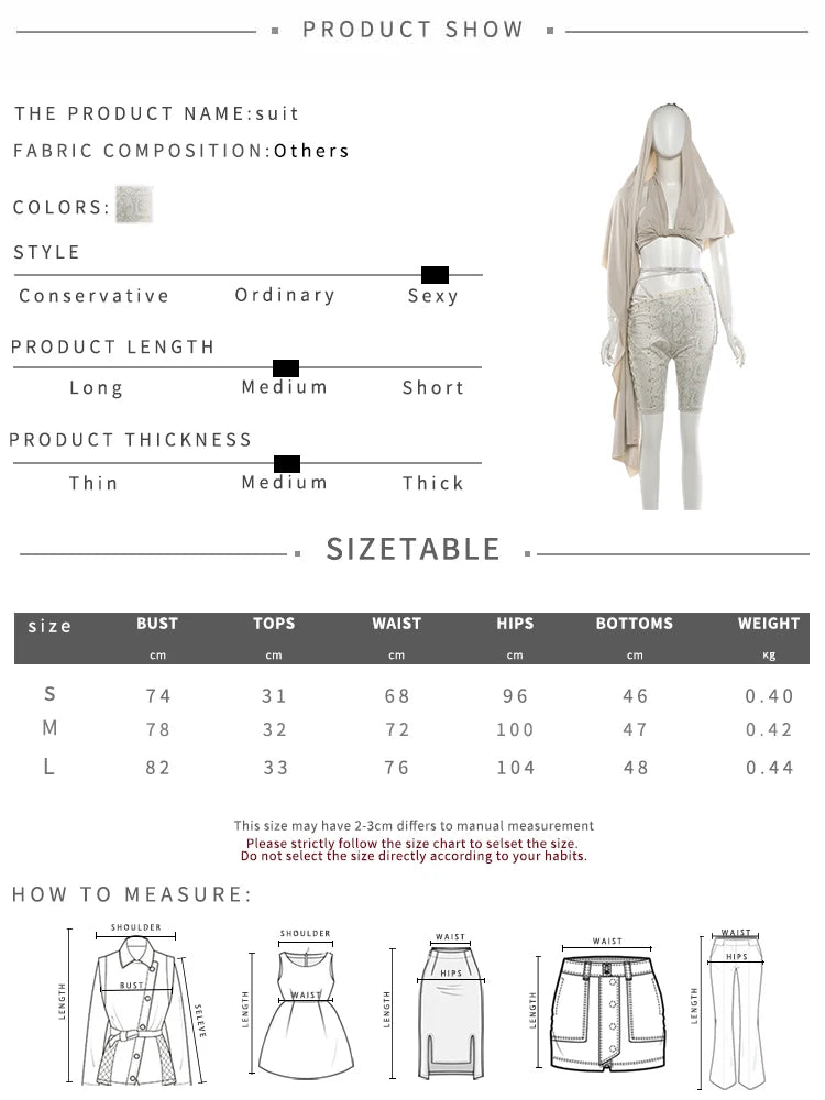 Low-Neck Hooded Shawl Patchwork Irregular Shape Crop Tops+Cross Badnaeg Skinny Peach Hip Shorts Wild Sexy Style Suits