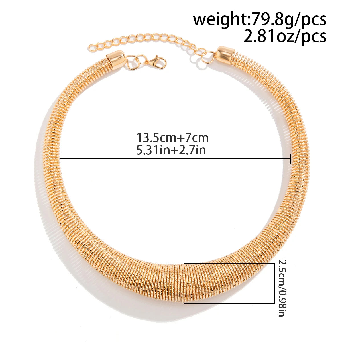 Exaggerated Heavy Metal Chunky Torques Choker Necklace for Women Trend Vintage Thick Chain Grunge Jewelry Steampunk Men