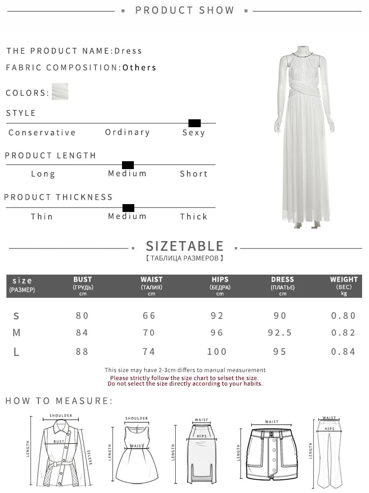 Backless Maxi Dress Women Beaded Chain Folds Sleeveless o-Neck Elegant Birthday Party Vacation Summer Trend Vestidos