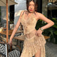 Summer 2 Piece Set Women Y2K Trend Chic Lace-Up Low-Neck Tierred Lace Collarmini Tops+Tassel Skirt Irregular Hem Suit