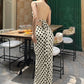 Retro Polka Dot Print Sleeveless Backless Maxi Dress Elegant Sexy Holiday Dresses Woman