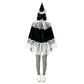 Circus Pierrot Clown Costume Women Short Cape Top Tulle Trim Pom Pom Decor Halloween Themed Cosplay Fancy Dress Outfit