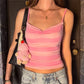 Cute Stripe Camisole Top Summer Women Sweetheart Neck Spaghetti Strap Slim Low Back Crop Top Y2K Aesthetic Streetwear