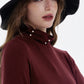 2025 Winter New Arrivals Y2K Solid High Neck Pearl Fit Long Sleeve Tshirt For Women