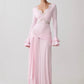 Women V‑Neck Lace Patchwork Sexy Maxi Dress Long Flare Sleeve Bodycon Mermaid Evening Dress  Party Wedding Guest Dress