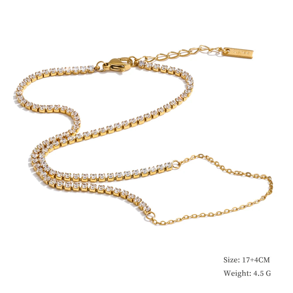Trendy Stainless Steel Zircon Beads Back of Hand Chain Finger Bracelet Fashion Chic Sexy Jewelry Waterproof Wholesale Gift