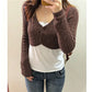 Women Y2K Cable Knit Cropped Bolero Cardigan V Neck Button Long Sleeve Super Short Knit Shrug Sweater Outerwear Tops
