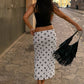 White Polka Dot Printed Midi Skirt Summer 2026 Ladies Skirts Elegant Vintage Woman Clothing