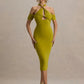 Hollow Out Halter Backless Sexy Midi Dress Women Fashion Off-shoulder Sleeveless Skinny Club Party Long Dress Elegant