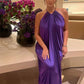 Elegant Ruched Halter Dress Woman Sexy Sleeveless Summer Trend Silky Skinny Gown Robe Vacation Banquet Party Vestidos