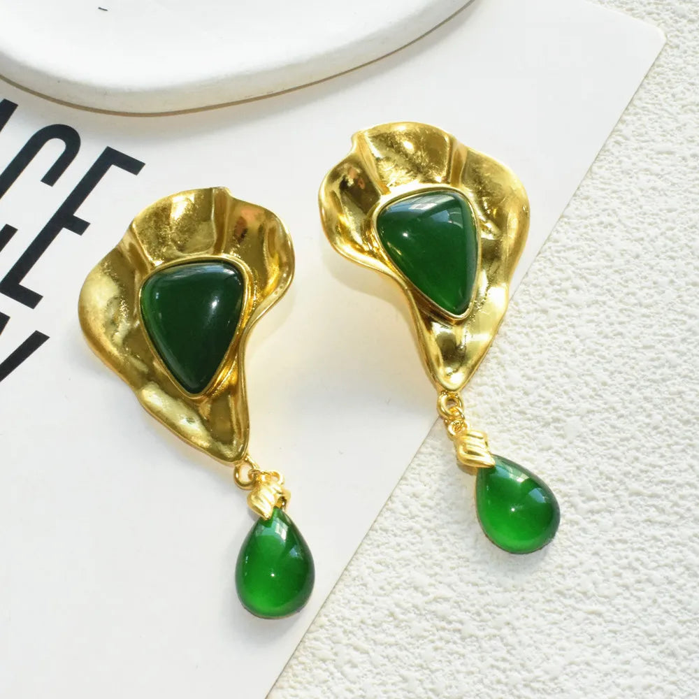 Exaggerated Metal Geometric Water Drop Dangle Earrings for Women Jewelry Gorgeous Fashion Show Statement Earrings Accessories